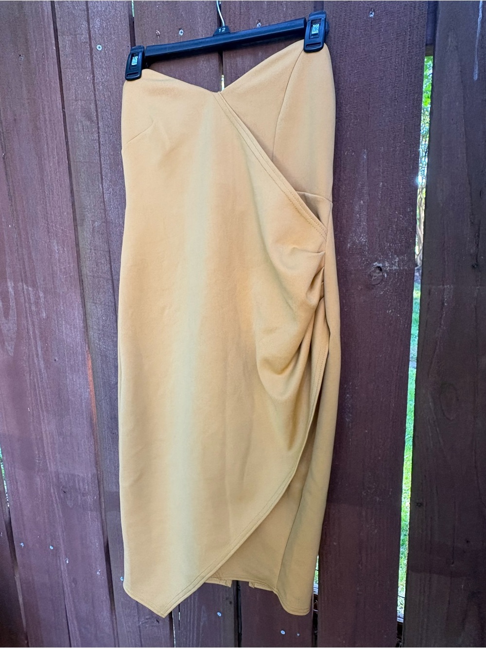 ASOS party Design modern Camel Draped Wrap Midi Pencil Skirt Size 8 cocktail